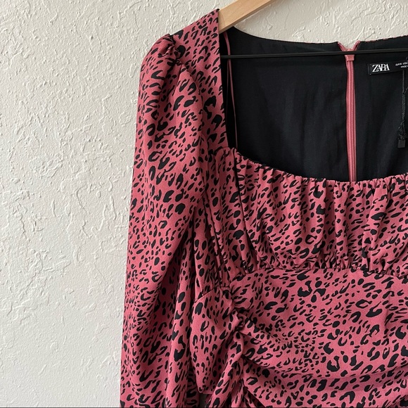 NWT Zara Marsala Ruching Dress XL - Picture 4 of 8